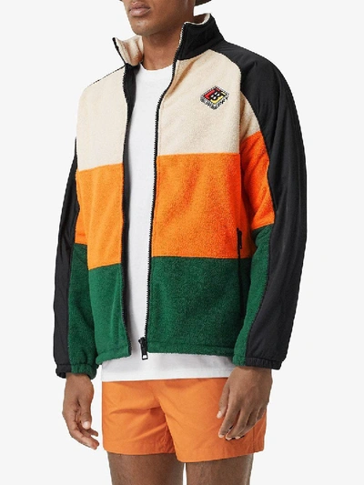 Shop Burberry Multicolored Panel Jacket