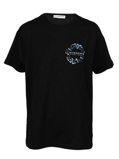 Shop Givenchy Blue Floral Logo T-shirt