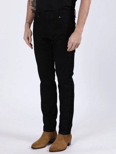 Shop Fendi Black Slim Fit Ff Jeans