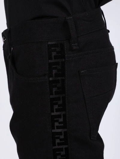 Shop Fendi Black Slim Fit Ff Jeans