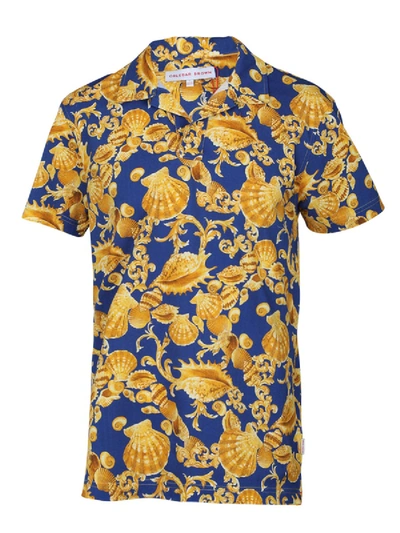 Shop Orlebar Brown Felix X Baroque Seashell Polo In Blue