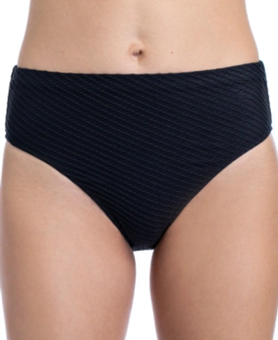 Shop Profile By Gottex Ribbons Textured Bikini Bottoms Women's Swimsuit In Black