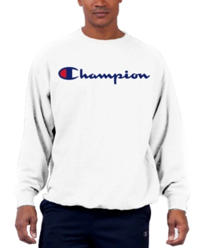Shop Champion Men's Big & Tall Logo Powerblend Fleece Sweatshirt In White
