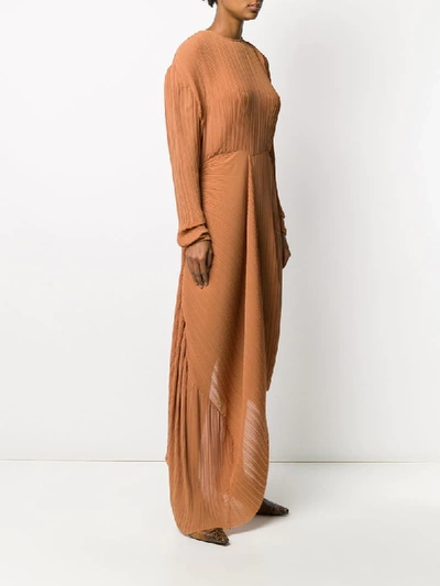 Shop Preen By Thornton Bregazzi Glenda Asymmetric Pleat Dress In Neutrals