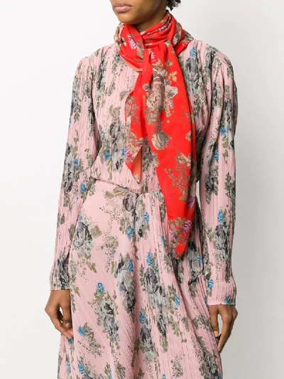 Shop Preen By Thornton Bregazzi Floral Embroidered Scarf In Red