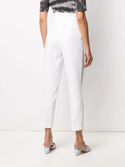 Shop Pinko High-waisted Tapered Trousers In White