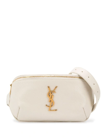 Shop Saint Laurent Classic Monogram Belt Bag In Neutrals