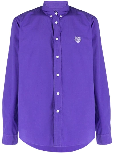 Shop Kenzo Signature Button-down Shirt In Purple