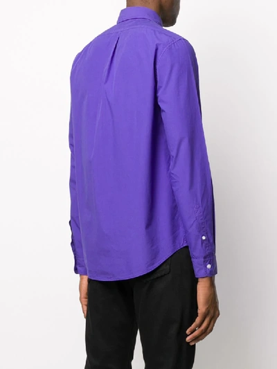 Shop Kenzo Signature Button-down Shirt In Purple