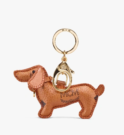 Shop Mcm 2d Dog Charm In Cognac