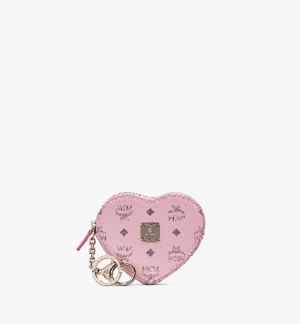 Mcm Heart Coin Pouch Charm In Visetos In Pink | Powder Pink | ModeSens
