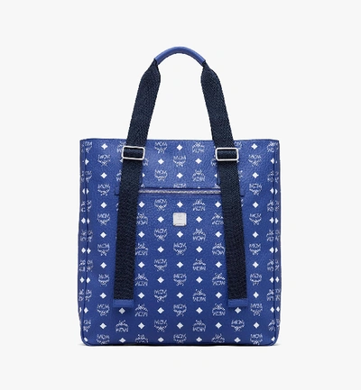 Shop Mcm Klassik Tote In Visetos In Blue | Surf The Web