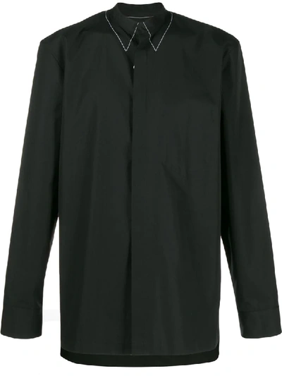 Shop Maison Margiela Stitched Collar Shirt In Black
