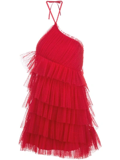 Shop Alexis Raina Ruffled-tulle Mini Dress In Red