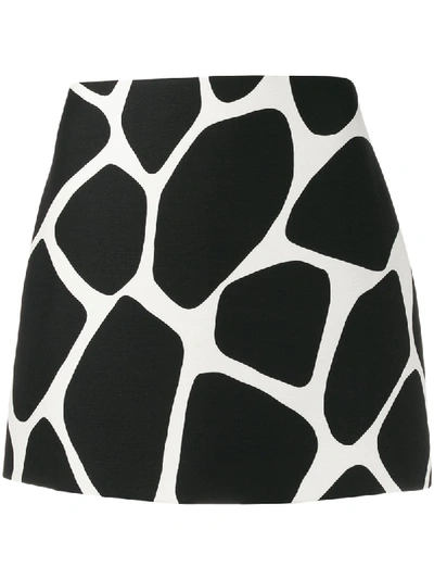 Shop Valentino Giraffe Print Fitted Mini Skirt In Black