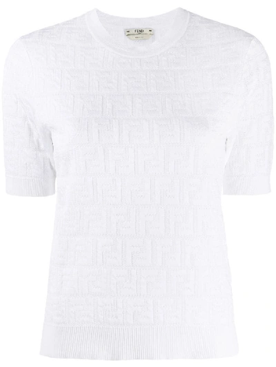 Shop Fendi Ff Print Knitted Top In White