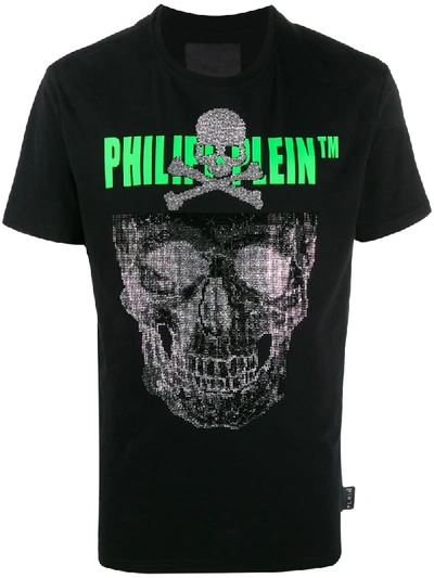 Shop Philipp Plein Ss Skull Logo Print T-shirt In Black