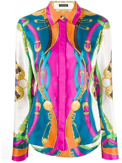 Shop Versace Barocco Rodeo Print Shirt In Pink