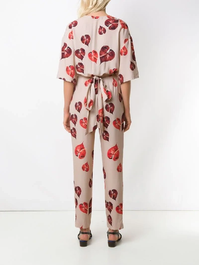 Shop Andrea Marques Foliage Print Jumpsuit In Brown
