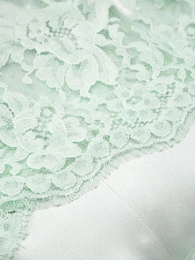 Shop Dolce & Gabbana Lace Detail Long Slip Dress In Green