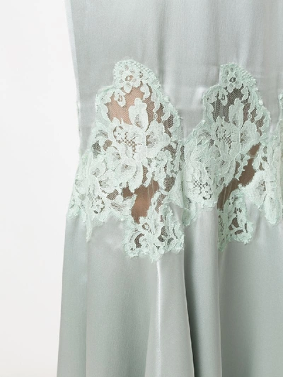 Shop Dolce & Gabbana Lace Detail Long Slip Dress In Green