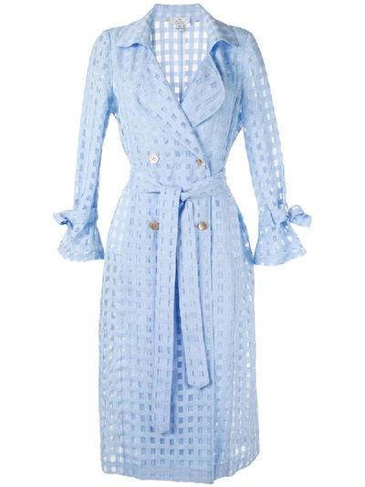 Shop We Are Kindred Valencia Sheer Trench Coat In Blue