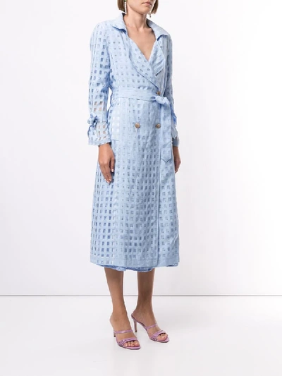 Shop We Are Kindred Valencia Sheer Trench Coat In Blue