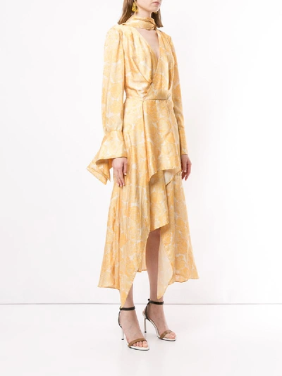 Shop Acler Floral Ruffle Dress In Yellow