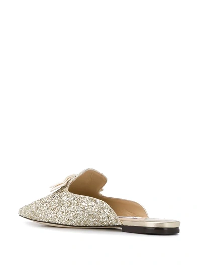 Shop Jimmy Choo Gala Glitter Slippers In Gold