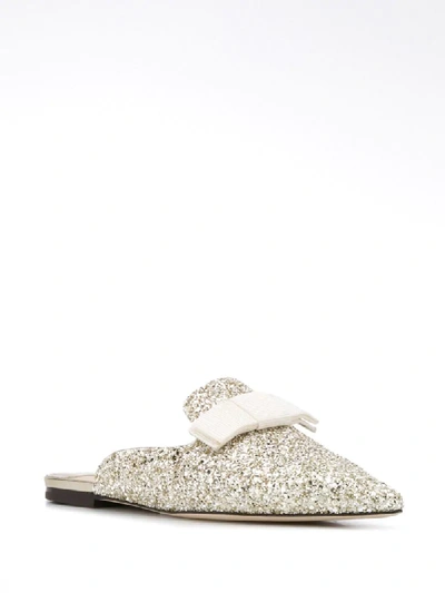 Shop Jimmy Choo Gala Glitter Slippers In Gold