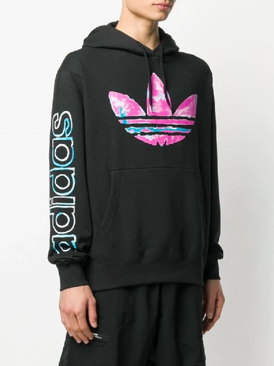 Shop Adidas Originals Watercolor Logo Print Hoodie In Black