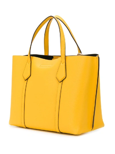 Shop Tory Burch Lacquered-edge Tote Bag In Yellow
