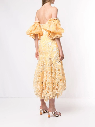 Shop Acler Off-the-shoulder Holland Dress In Yellow