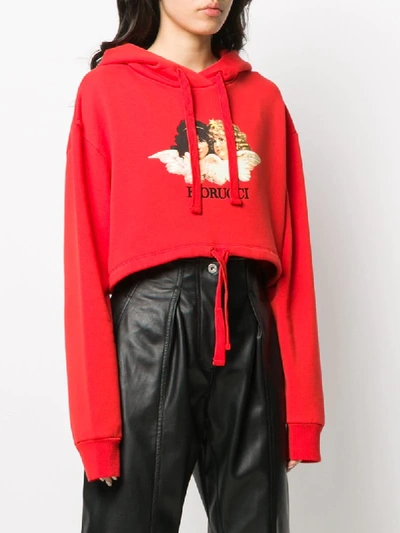 Shop Fiorucci 'vintage Angels' Cropped-kapuzenpullover In Red