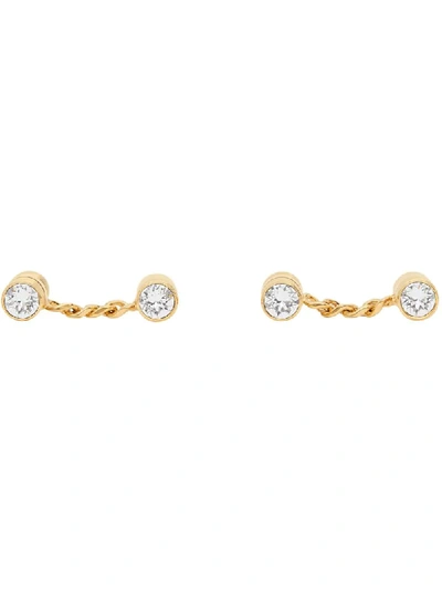 Shop Burberry Crystal Embellished Bolt Cufflinks In Gold