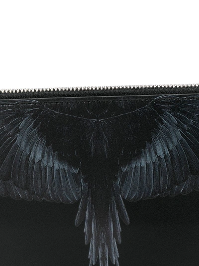 Shop Marcelo Burlon County Of Milan Wings-print Clutch Bag In Black