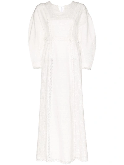 Shop Masterpeace Embroidered Cotton Maxi Dress In White