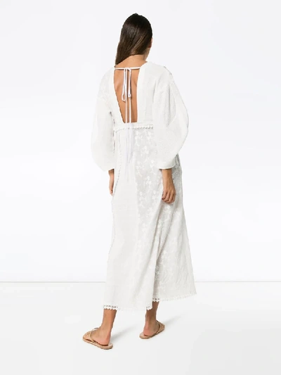 Shop Masterpeace Embroidered Cotton Maxi Dress In White