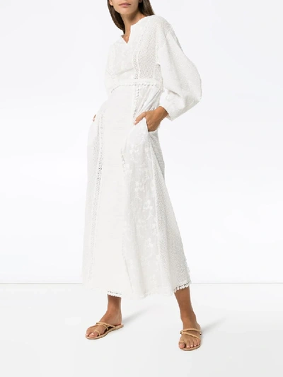 Shop Masterpeace Embroidered Cotton Maxi Dress In White