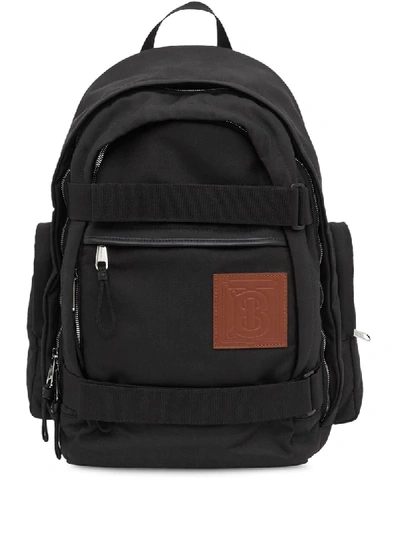 Shop Burberry Nevis Logo Patch Backpack In Black