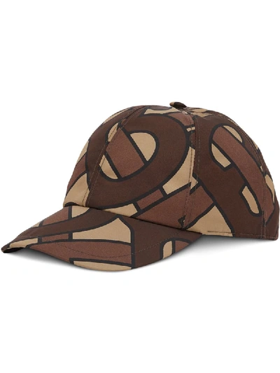 Shop Burberry Monogram Print Baseball Cap In Brown