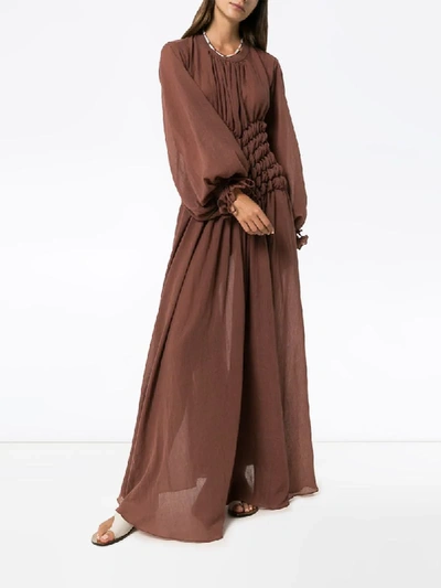 Shop Masterpeace Smocked Maxi Dress In Brown
