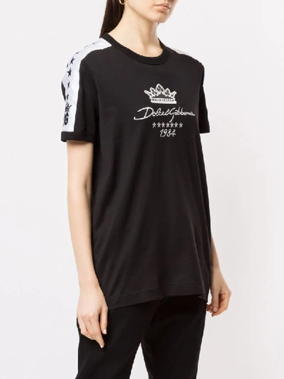 Shop Dolce & Gabbana Logo Embroidered T-shirt In Black