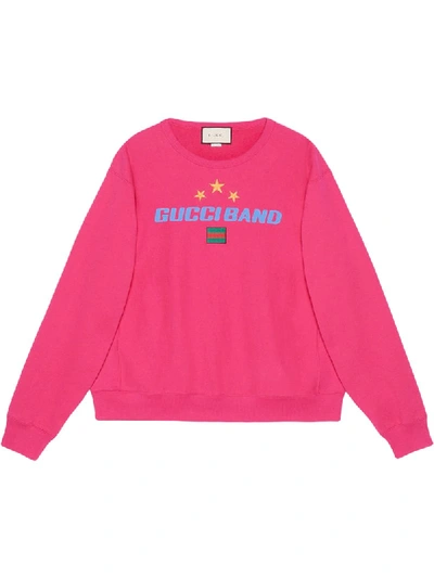 Shop Gucci Band Print Sweatshirt In Pink