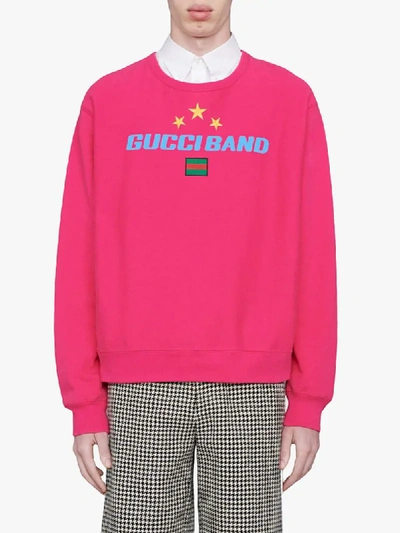 Shop Gucci Band Print Sweatshirt In Pink