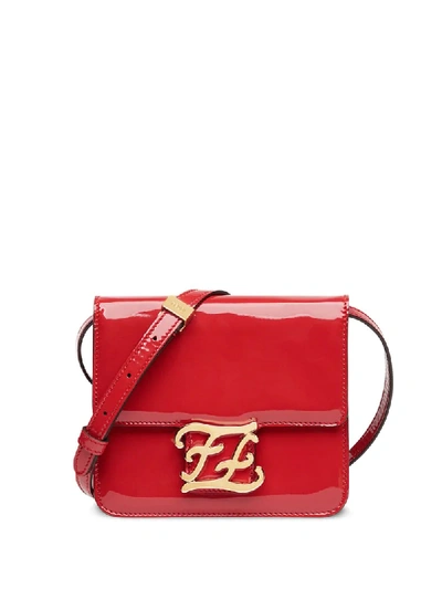 Shop Fendi Karligraphy Shoulder Bag In Red
