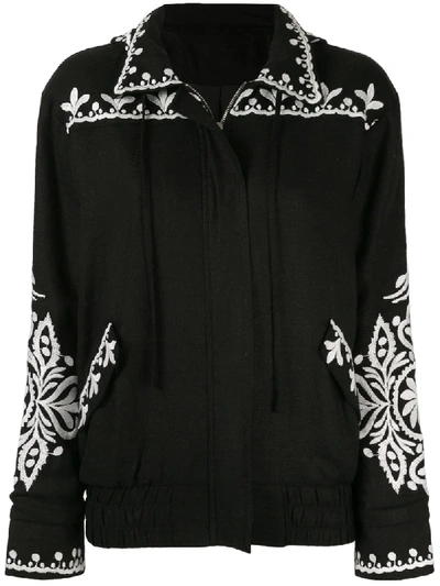 Shop We Are Kindred Positano Embroidered Bomber Jacket In Black