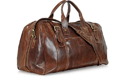 Shop Chiarugi Travel Bags Large Brown Italian Leather Holdall Bag Travel Bag In Dark Brown