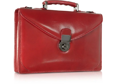 Shop L.a.p.a. Briefcases Ruby Red Double Gusset Leather Briefcase