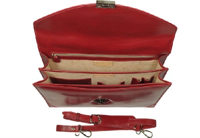 Shop L.a.p.a. Briefcases Ruby Red Double Gusset Leather Briefcase